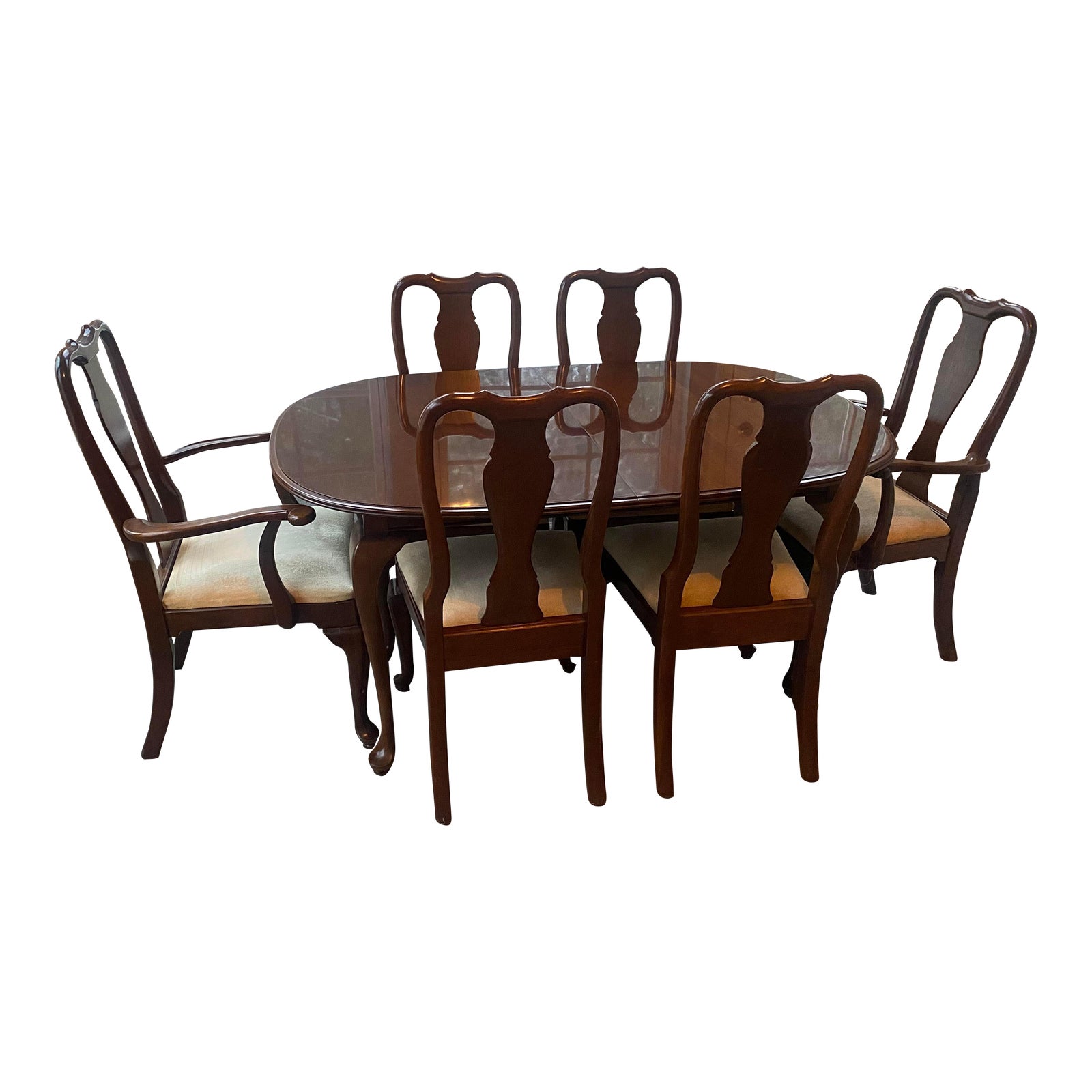 Knob Creek by Ethan Allen Cherry Dining Room Table Set With 6 Chairs