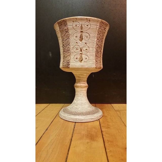 Ceramic Vintage Fratelli Fanciullacci Italy Sgraffito Chalice Planter For Sale - Image 7 of 7