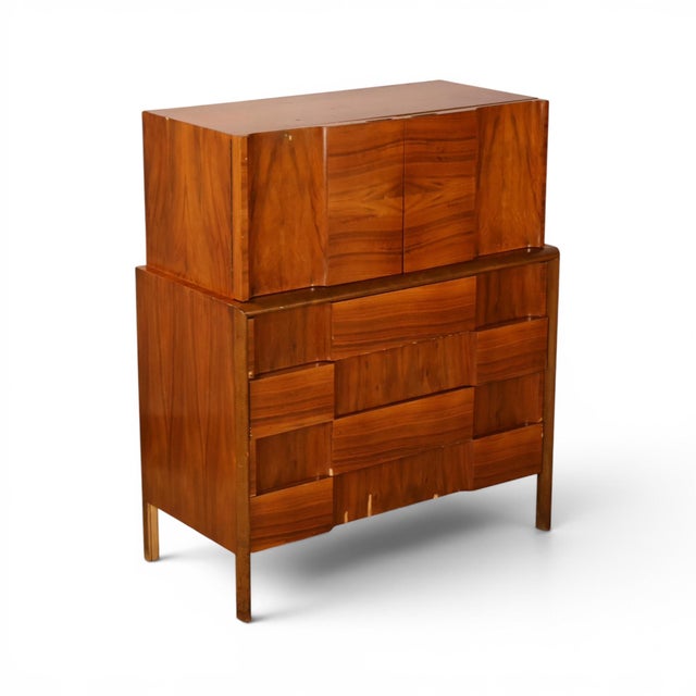 Edmond J. Spence Edmond Spence Vintage Swedish Mid Century Modern Highboy Dresser C. 1960s, Attributed For Sale - Image 4 of 13