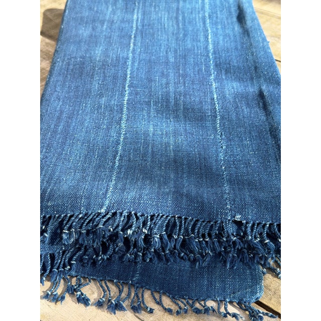 Mid 20th Century Vintage African Indigo Denim Mossi Mudcloth 65” L X 39” W | No. 100 For Sale - Image 5 of 7