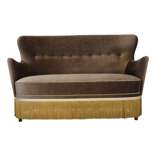 Danish 2-Seater Sofa in Green Furniture Velour, 1960s For Sale