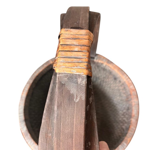 Brown 31" Tall Rare Antique Asian Gathering Fisherman Basket Early 20th Century Farmhouse Rustic For Sale - Image 8 of 8