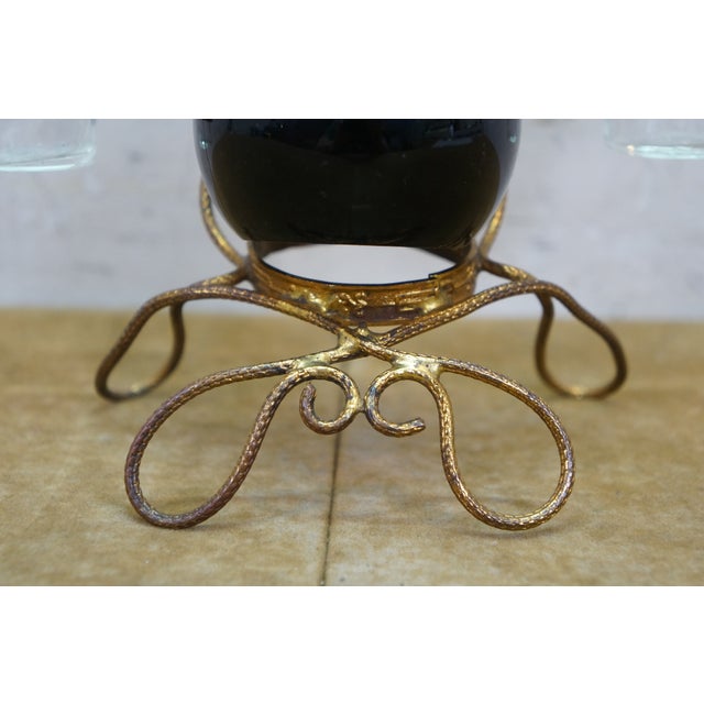 Antique French Napoleon III Gilt Brass Table Top Perfume Vanity Set & Mirror 10" For Sale - Image 18 of 18