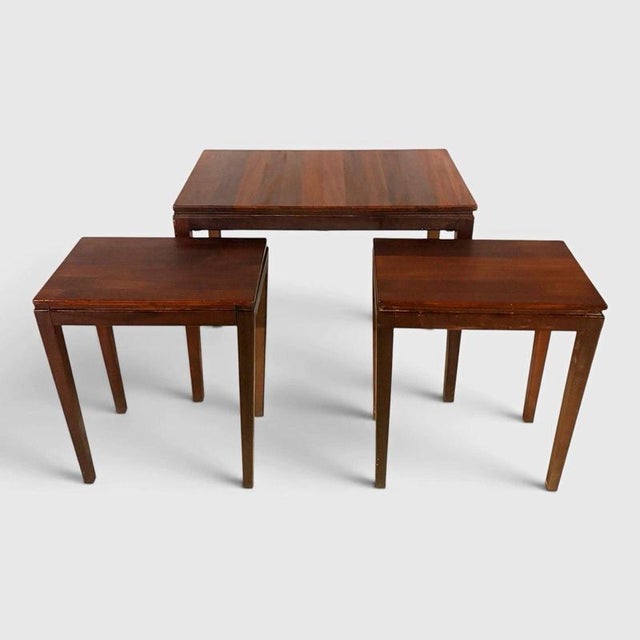 Gold Afromosia Teak Nesting Tables by Richard Hornby for Fyne Ladye, 1960s, Set of 3 For Sale - Image 8 of 8