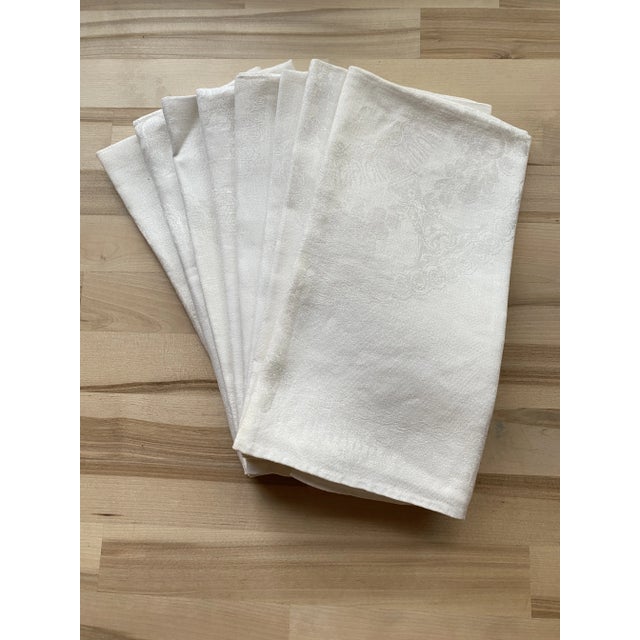 Classic Vintage Cotton Damask Napkins, Set of 8. Four seem to have been starched and 4 not starched. Floral & Flourish...