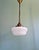 Bauhaus Art Deco Pendant Light in White Opaline Glass with Brass Frame, 1920s For Sale - Image 3 of 13