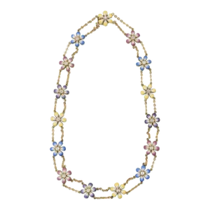 Enamel and Diamond Daisy Flower Gold Necklace by Sandra J Sensations
