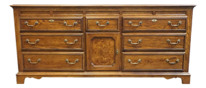 Bassett Furniture Solid Walnut Early American 72" Triple Door Dresser 260-2060-247