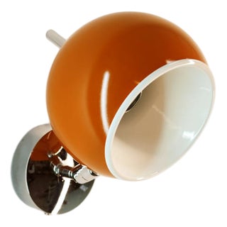 Space Age Adjustable Chrome and Orange Wall Light For Sale