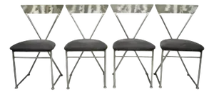 Late 20th Century Shaver Howard Style Italian Modernist Brushed Steel Metal Dining Chairs - Set of 4