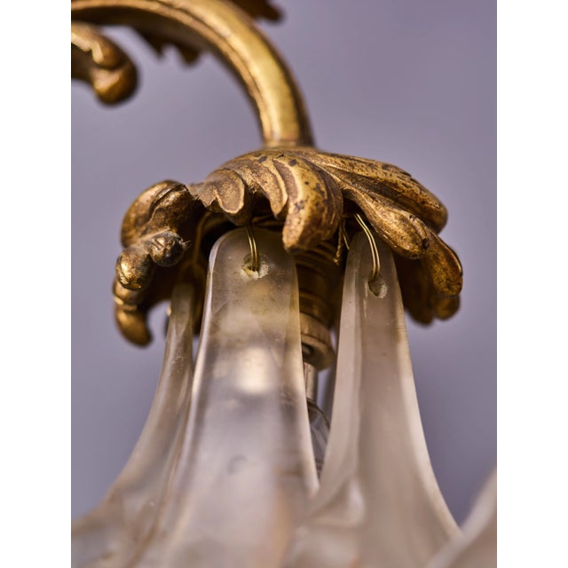 Art Nouveau Bronze Chandelier with Irises, France, 1900 For Sale - Image 9 of 11
