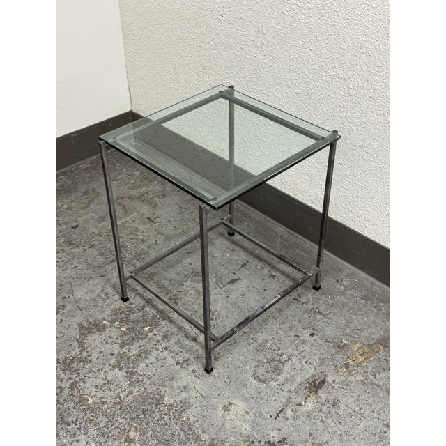 Transparent Contemporary Glass Top Side Table For Sale - Image 8 of 12