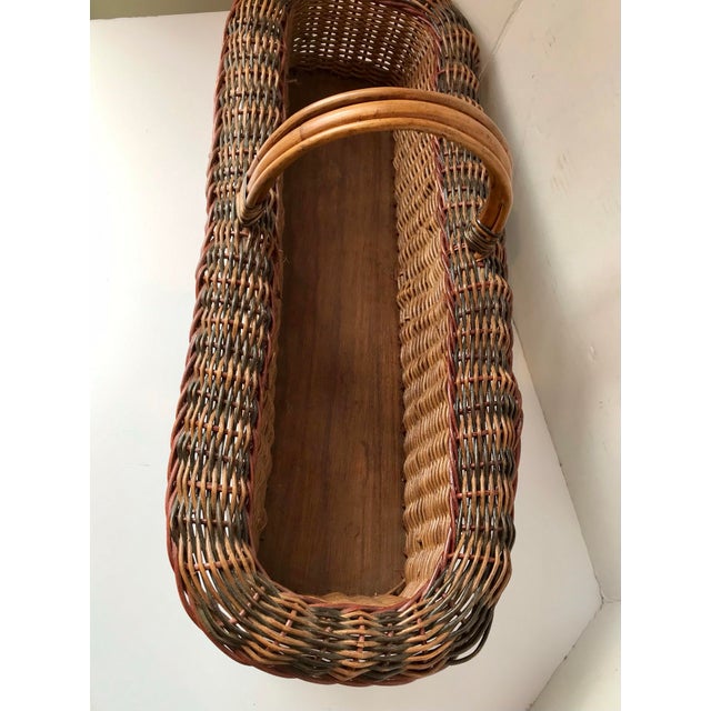 Vintage Antique Woven Garden Trug Basket Planter For Sale In Chicago - Image 6 of 10