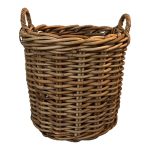 Large English Woven Wicker Log or Kindling Basket for the Fireplace Hearth