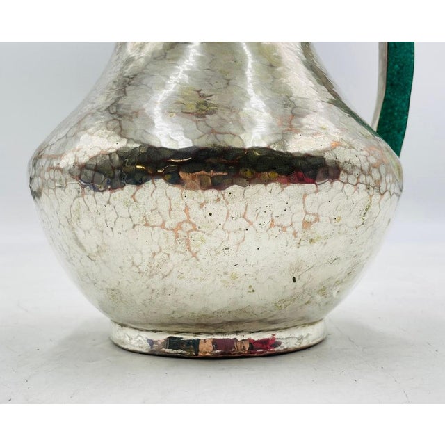 1960s Alfredo Villasana Taxco Turquoise Parrot Silver Plate Pitcher, Mexican Silver For Sale - Image 11 of 16
