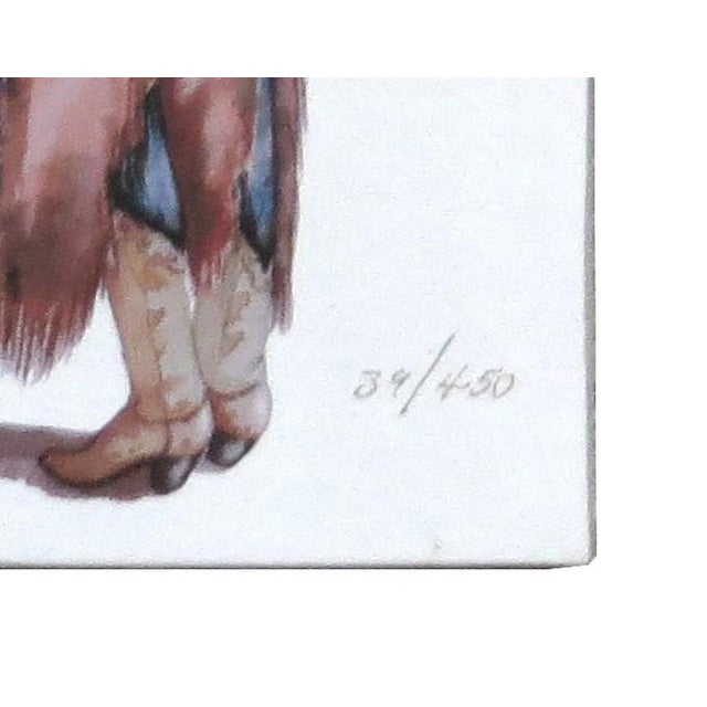 Late 20th Century Late 20th Century Doreman Burns Western Lithograph Canvas of Cowgirls Titled "He's Mine" For Sale - Image 5 of 9