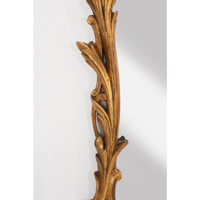 Gold Italian Neoclassical Giltwood Mirror and Pair of Mirrored Candle Sconces, Circa 1950 For Sale - Image 8 of 13