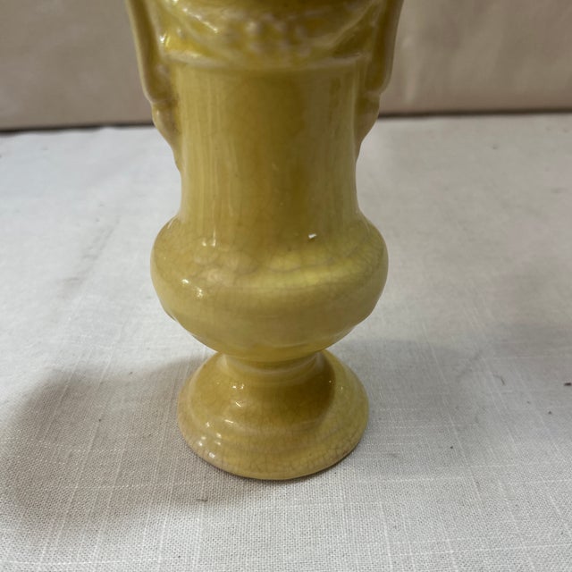 1970s 1970s Small Handmade Yellow Ceramic Detailed Vase For Sale - Image 5 of 8