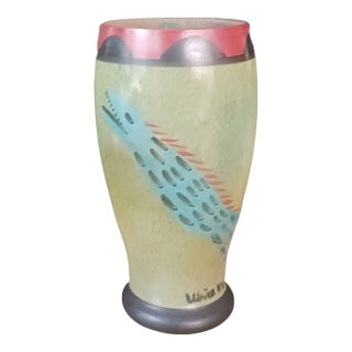 1990s Kosta Boda Ulrica Hydman-Vallien Nevada Series Hand Painted Vase, Signed For Sale