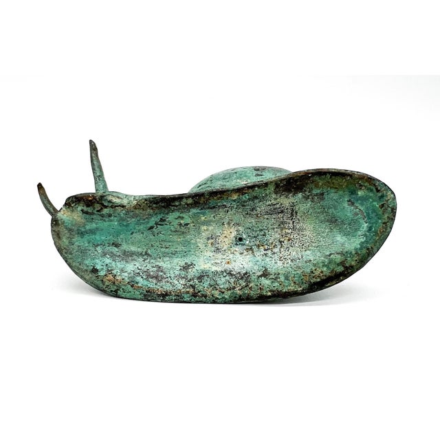Mid 20th Century Vintage Cast Iron Sea Snail Sculpture With Verdigris Patina – Garden / Cottagecore / Whimsical For Sale - Image 5 of 10