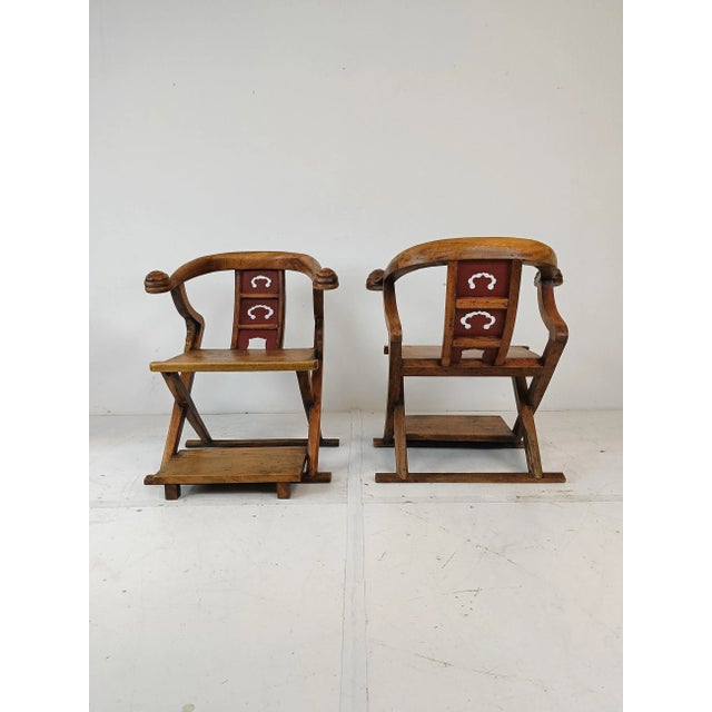 Wood Set of Asian Throne Chairs, 1960s For Sale - Image 7 of 11