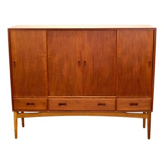 1950s Danish Teak Tall Sideboard / Highboard For Sale