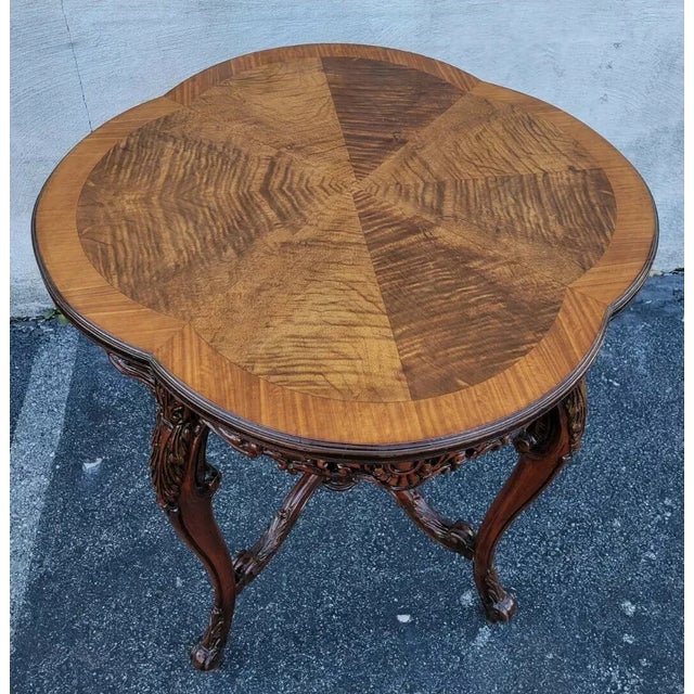 Italian 1920s Walnut Hand Carved Book Match Center Table For Sale In Philadelphia - Image 6 of 12