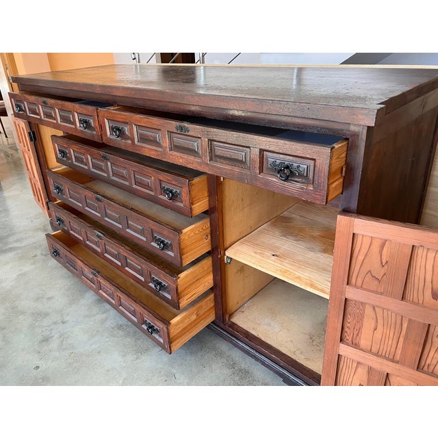 Wood Large 20th Church Spanish Baroque Carved Walnut Tuscan Credenza or Buffet For Sale - Image 7 of 18