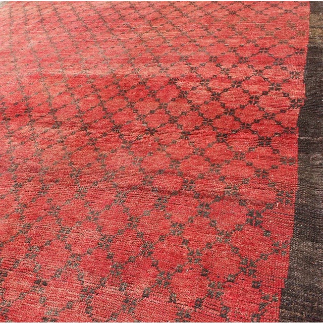 Textile Vintage Turkish Oushak Rug Featuring Faded Red Field With Subtle Charcoal For Sale - Image 7 of 9