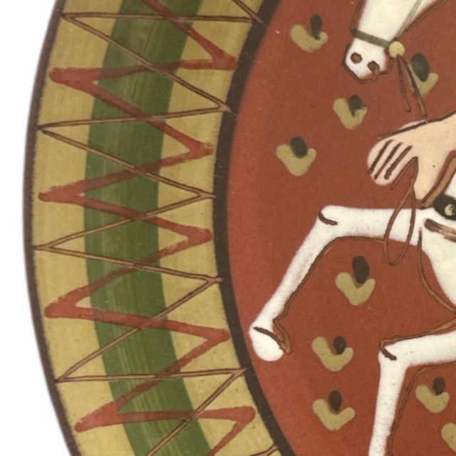 Mid 20th Century Swiss Heimatwerk Basel Hand-Painted Folk Art Wall Plates, Set of 2 For Sale - Image 10 of 12