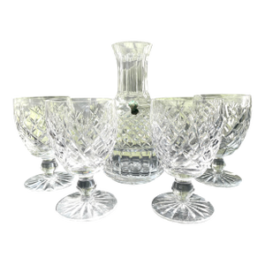 1960s Waterford Crystal 5-Piece Carafe and Goblet Set
