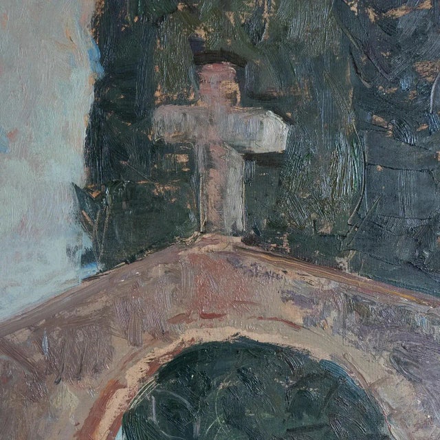 Gloria Muñoz, Study of Church Exterior, 1970s, Oil on Canvas For Sale - Image 4 of 11