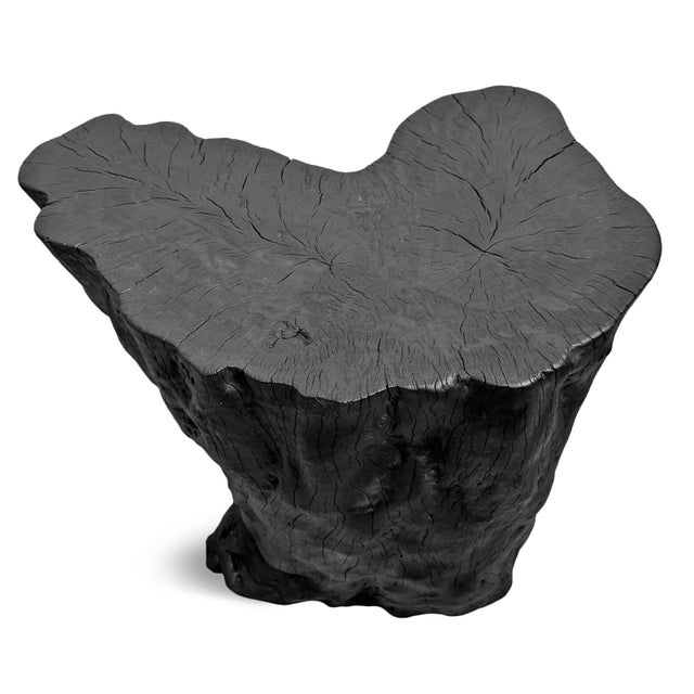 Contemporary Black Natural Form Stump Side Table / Stool For Sale - Image 3 of 5