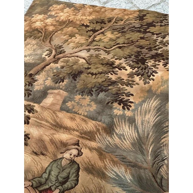 Antique French Aubusson Jacquard Tapestry Village, 1970s For Sale - Image 16 of 18