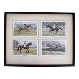 A Set of Four Framed Images Relating to 1930s Horseracing Derby & Grand National Etc For Sale