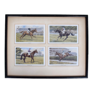 A Set of Four Framed Images Relating to 1930s Horseracing Derby & Grand National Etc