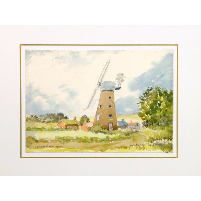 English English Vintage Billingford Mill Watercolor For Sale - Image 3 of 4