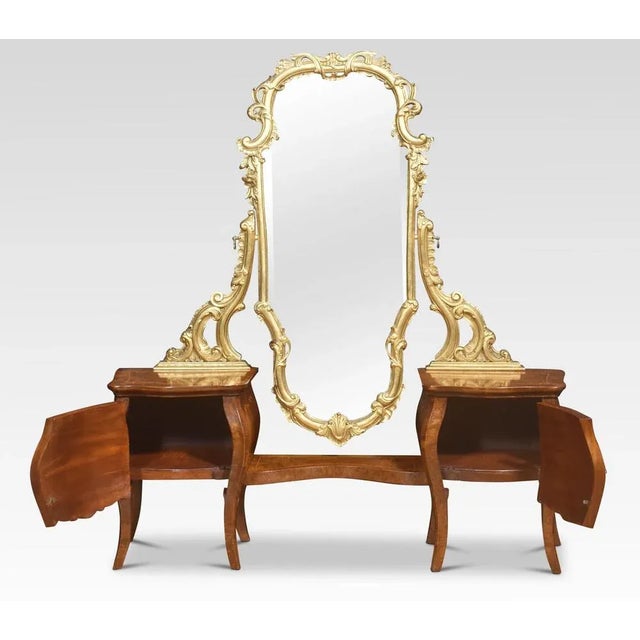 Italian Giltwood and Figured Walnut Dressing Mirror, 1890s For Sale - Image 4 of 10