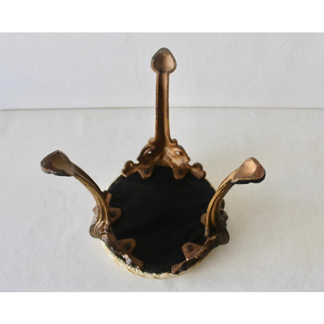 Mid 20th Century Victorian Style Cast Iron Upholstered Stool Vintage Mid-Century For Sale - Image 11 of 12