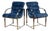 Vintage Newly Upholstered Blue Velvet Chrome Sling Chairs, a Pair For Sale
