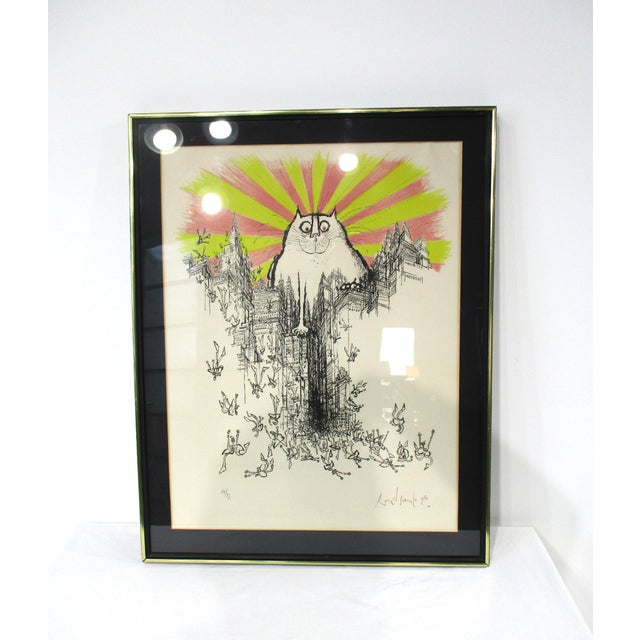 Ronald Searle Lithograph " Cat God " Pencil Signed Numbered For Sale - Image 10 of 11