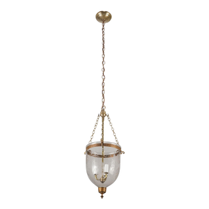 Antique 12.5 In. Clear Etched Crystal Bell Jar Pendant Light