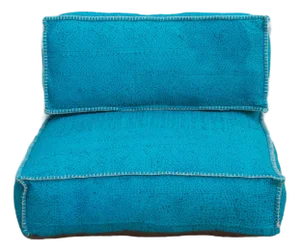 Vintage Hand-Stitched Vibrant Turquoise Floor Seating Set