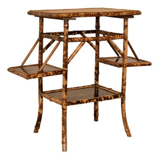 19th Century Tortoise Bamboo Side Table With Shelves For Sale