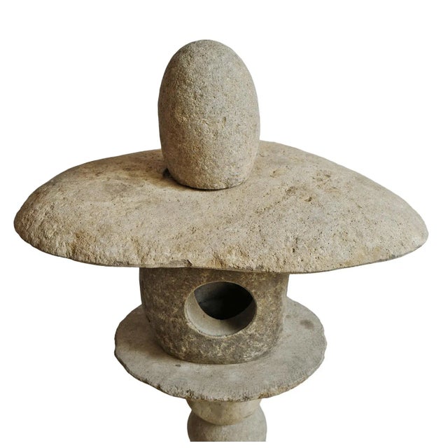 Vintage Outdoor Stacked River Rock Light House Post For Sale - Image 4 of 9