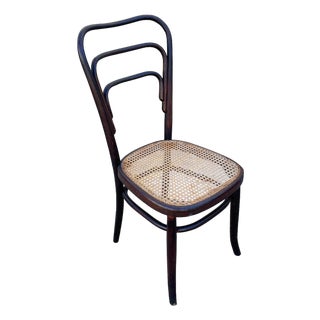 1920 Art Deco Bent Oak & Cane Chair No. 144 Attributed to Thonet For Sale
