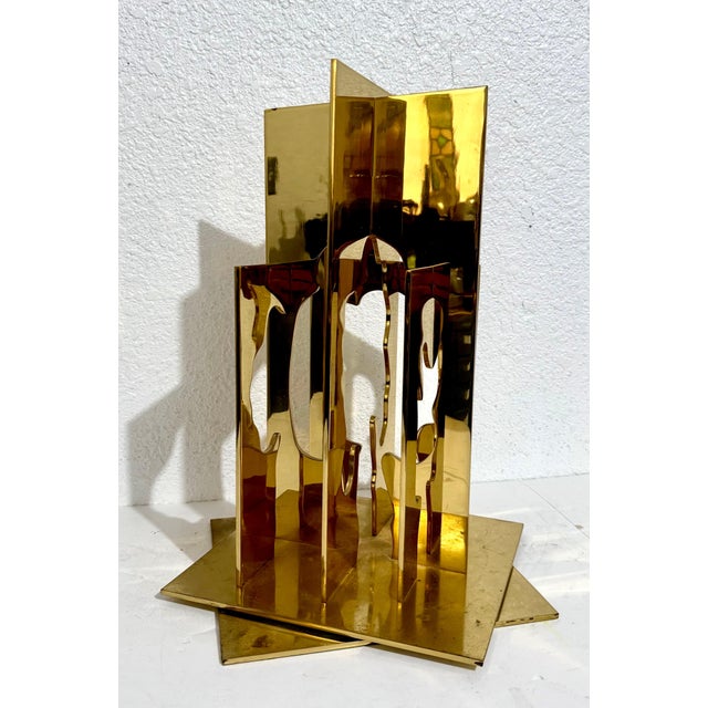 1970s Menashe Kadishman, Israeli Pop Art Abstract Cutout Trees Kinetic Gilt Sculpture Menashe Kadishman, c.1970's For Sale - Image 5 of 18