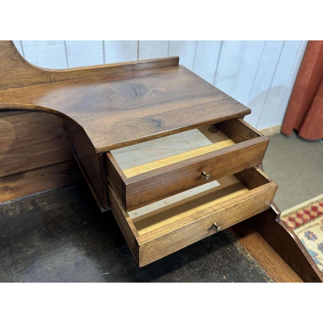 Wood Antique Louis XVI Style Desk in Walnut with Leather Top, 1800s For Sale - Image 7 of 18