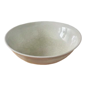 Antique Ceramic Bowl in Celadon Glaze With Crazing