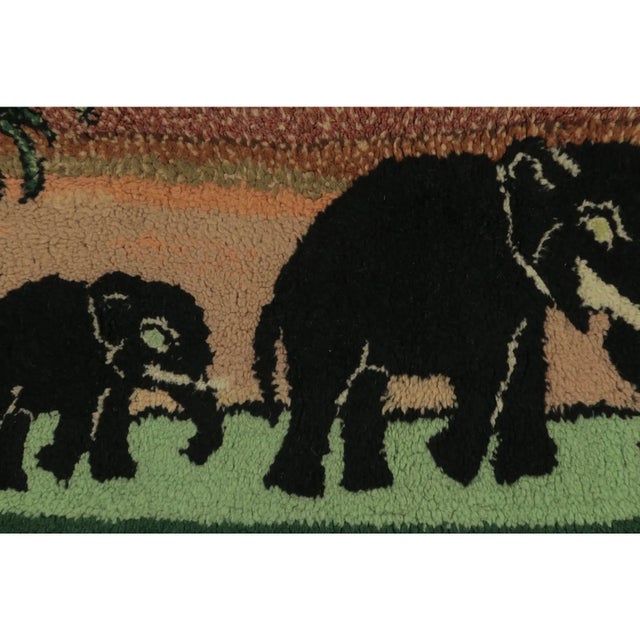 This 2x3 antique hooked rug is an exciting new addition to Rug & Kilim’s Antique collection—a charming folk-art...